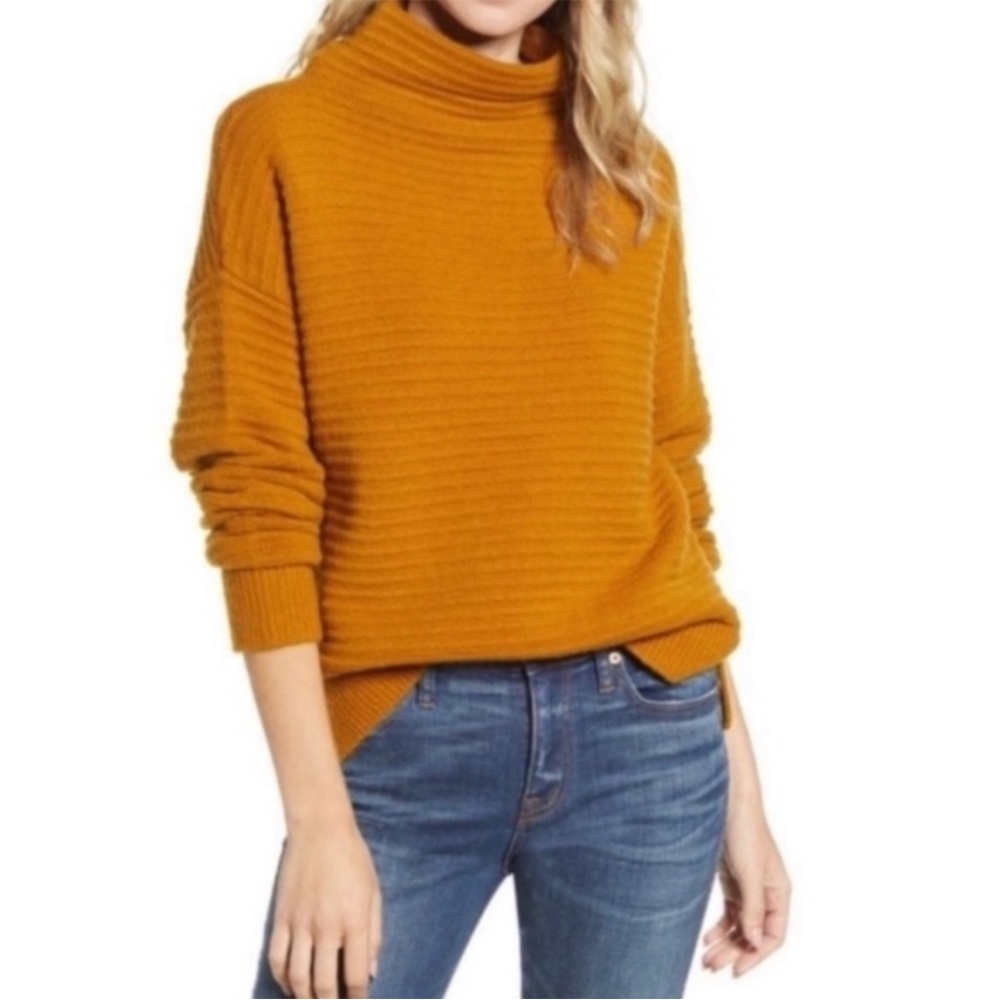 Madewell Chunky Knit Yellow Turtleneck Sweater